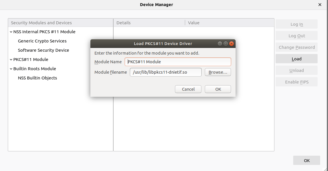Load PKCS#11 in Firefox