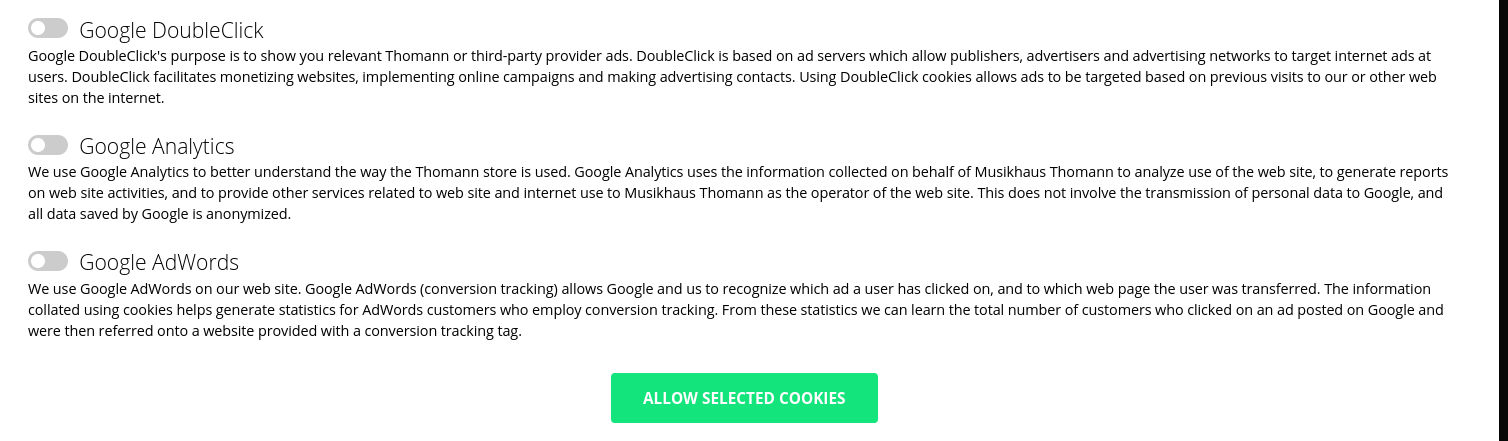 Cookie configuración