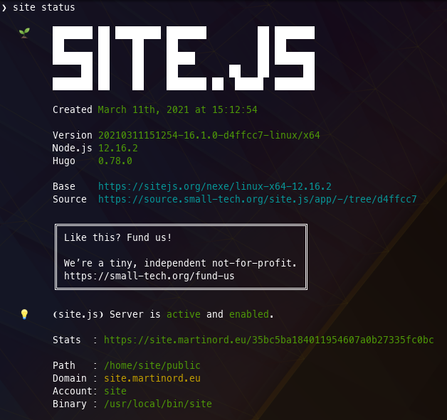 SiteJS status