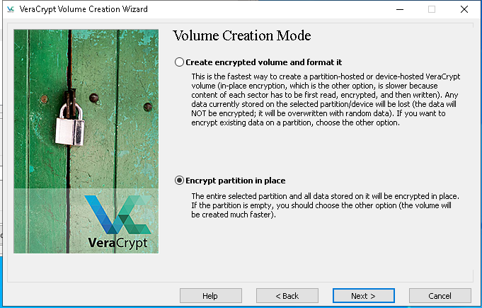 Step 2 with existing partition